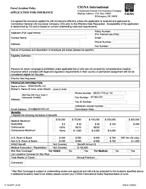 Travel Accident Policy Application