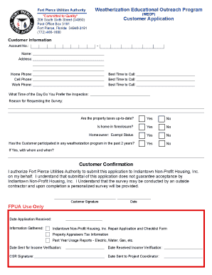 Florida Weatherization Assistance Program Application