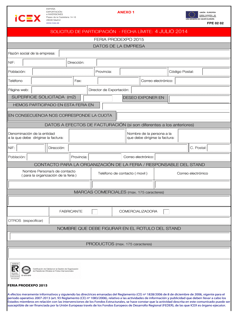SOLICITUD DE PARTICIPACIN - FECHA LMITE 4 JULIO 2014 Vista previa en la página 1