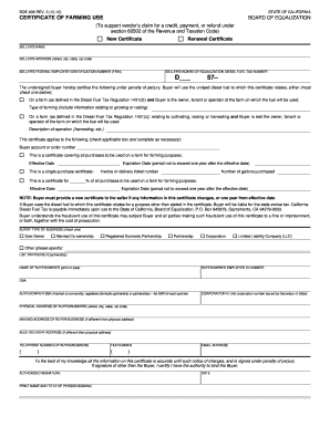 California Certificate of Farming Use