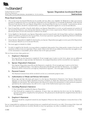 Spouse/Dependent Accelerated Benefit Claim Form