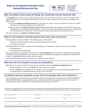 Overdraft Services Notice and Authorization Form
