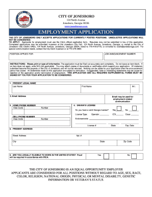 City of Jonesboro Employment Application