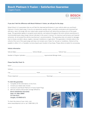 Bosch Platinum Ir Fusion Satisfaction Guarantee Claim Form