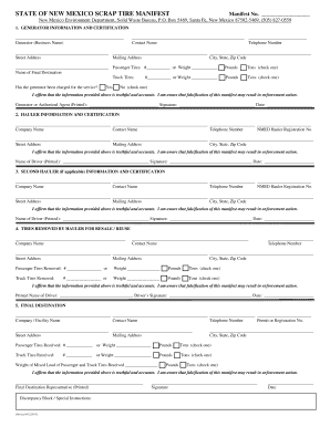 New Mexico Scrap Tire Manifest