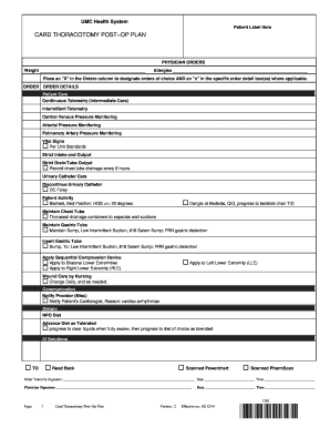Card Thoracotomy Post-Op Plan
