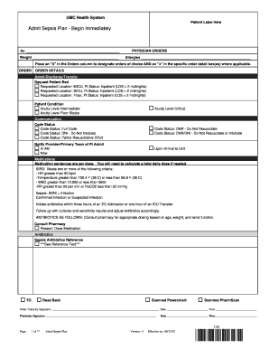 UMC Health System Admit Sepsis Plan