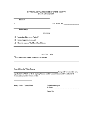 Georgia Civil Answer and Counterclaim Form