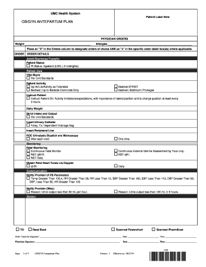 OB/GYN Antepartum Plan