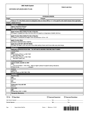 Heparin Infusion Med Plan