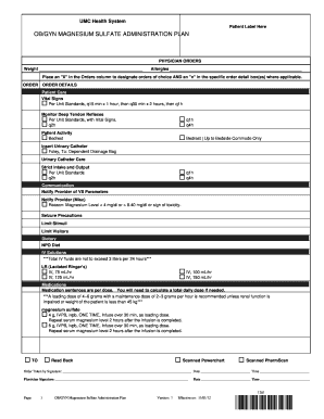 OB/GYN Magnesium Sulfate Administration Plan
