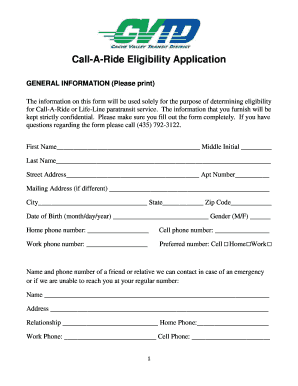 Call-A-Ride Eligibility Application