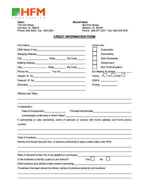 Credit Information Form