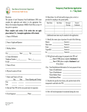 New Mexico Temporary Food Service Application