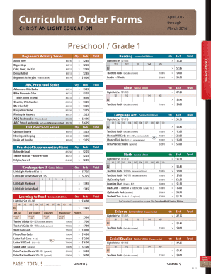 Christian Light Education Order Form