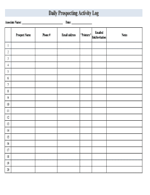 Daily Prospecting Activity Log - Team Crusaders - teamcrusaders camp7