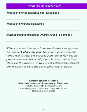 Lexington Clinic Ambulatory Surgery Center Patient Instructions