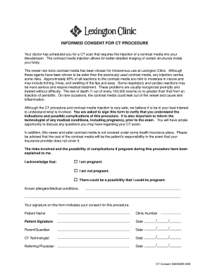 Informed Consent for CT Procedure