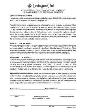 Authorization for Treatment and Assignment of Benefits