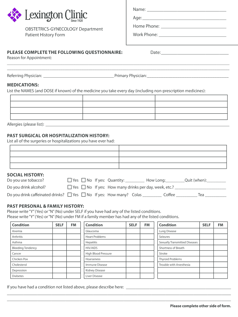 Fillable Online PLEASE COMPLETE THE FOLLOWING QUESTIONNAIRE Reason for ...