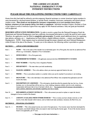 American Legion National Emergency Fund Application