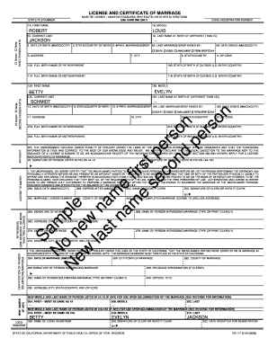 California Marriage License and Certificate