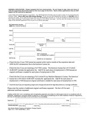 New Mexico Radiation Therapy License Renewal Application