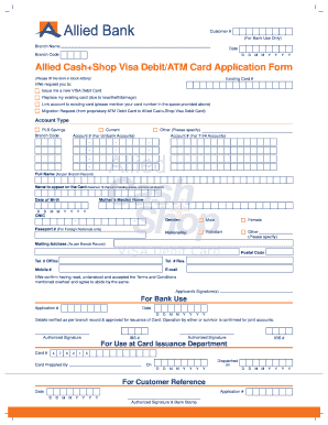 Allied Bank Visa Debit Card Application Form