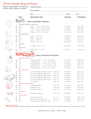 Sample Request Form for Incontinence Products