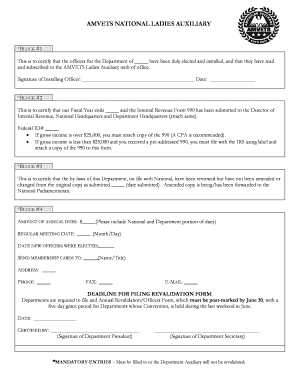 AMVETS Ladies Auxiliary Revalidation Form