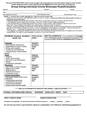 Group Acting Individual Events Showcase Rules
