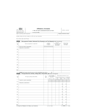 IRS Form 851 Affiliations Schedule