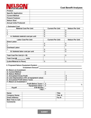 Cost Benefit Analysis Form
