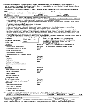Duet Musical Theatre Evaluation Form