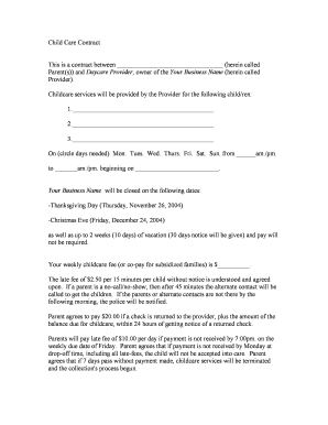 Child Care Contract