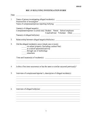 Bullying Investigation Form