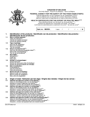 Health Certificate for Export of Poultry Meat