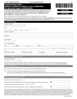 Notice of Intent to Claim Super Contribution Deduction