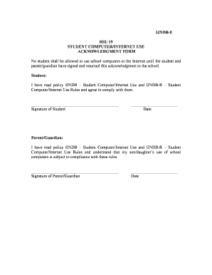 Student Computer Internet Use Acknowledgment Form