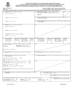 Health Certificate for Import of Poultry Meat to Bosnia and Herzegovina