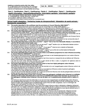 EU Poultry Health Certificate