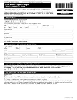 FirstChoice Employer Super Change of Details Form