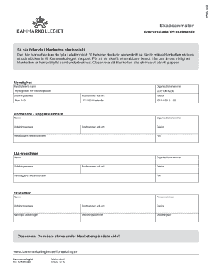 Swedish Student Accident Compensation Claim Form