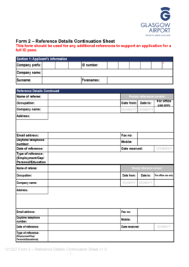 Form 2 Reference Details Continuation Sheet