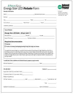 Energy Star LED Rebate Form