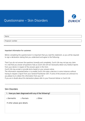 Zurich Life Skin Disorders Questionnaire