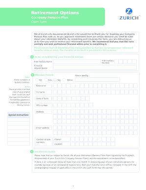 Company Pension Plan Claim Form