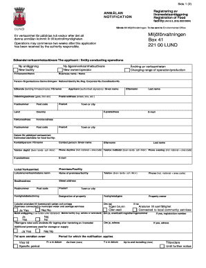 Notification Registration of Food Facility