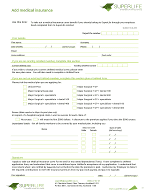 SuperLife Medical Insurance Application Form