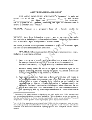 Agent Disclosure Agreement for Horse Purchase